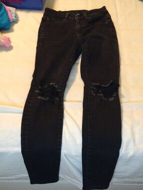 American Age Black Distressed Skinny Jeans